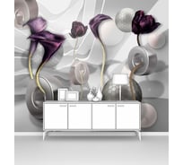 Фотообои 3d ООО Первое ателье "Цветочная абстракция с шарами и шайбами" (абстракции; цветы; 200x165 см) pw98641-2