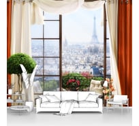 Фотообои ООО Первое ателье "Открытый балкон с занавесками в Париже" (окно; Париж; 105x100 см) pw141353-1