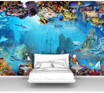 Фотообои ООО Первое ателье "Подводный коралловый мир с затонувшем кораблем" (море; 140x100 см) pw94523-1