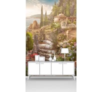 Фотообои ООО Первое ателье "Лестница, ведущая к дому на побережье морского залива" (фреска; море; 300х200 см) pw28581