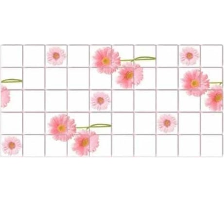 Декоративная панель пвх Центурион 955x480 (плитка герберы розовые; 3 мм; 1 шт.) 59939