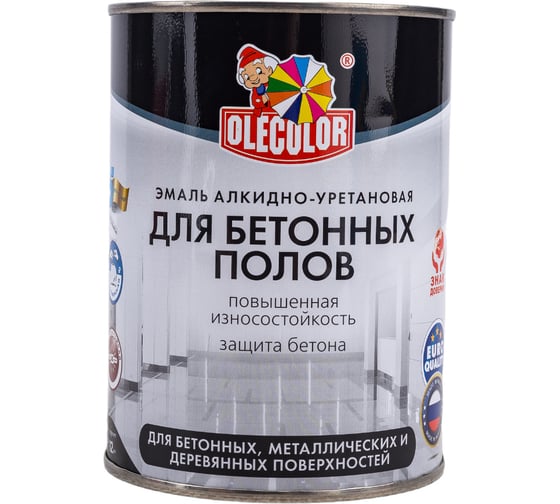 Алкидно-уретановая эмаль для бетонных полов OLECOLOR (белый; 0.9 кг) 4300002252