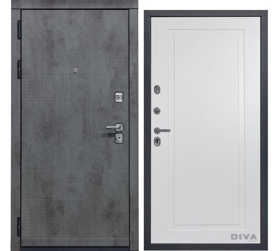 Дверь DIVA МД-35 2050x960 мм Левая Бетон-Н10 Белый Софт УТ-00074543