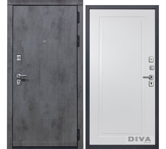 Дверь DIVA МД-35 2050x960 мм Правая Бетон-Н10 Белый Софт УТ-00074544 1