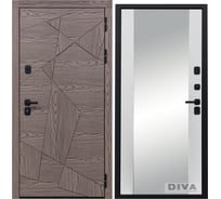 Дверь DIVA 97/2 Зеркало 2050x860 мм Правая Коньяк-Белый УТ-00073743