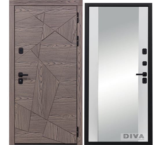 Дверь DIVA 97/2 Зеркало 2050x960 мм Правая Коньяк-Белый УТ-00073867