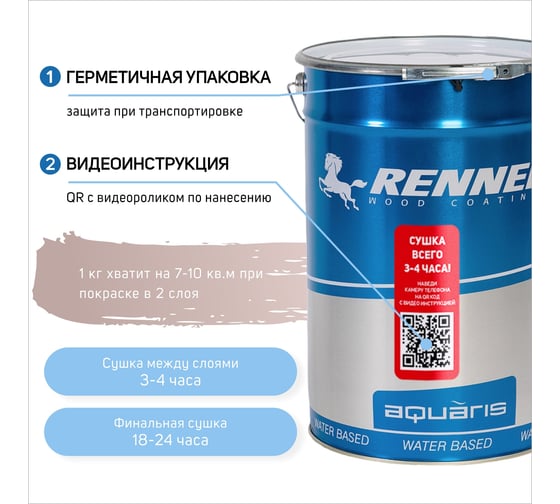 Интерьерная лазурь для дерева RENNER YM M349 R370 1 кг 1-370