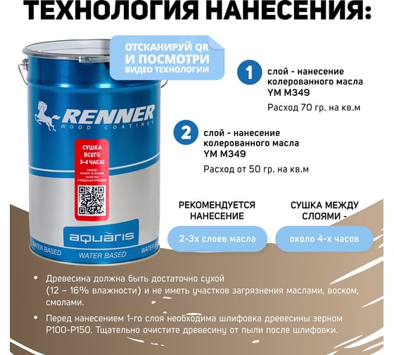 Интерьерная лазурь для дерева RENNER YM M349 R361 5 кг 5-361