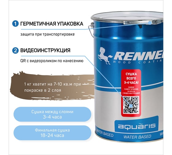 Интерьерная лазурь для дерева RENNER YM M349 R361 1 кг 1-361