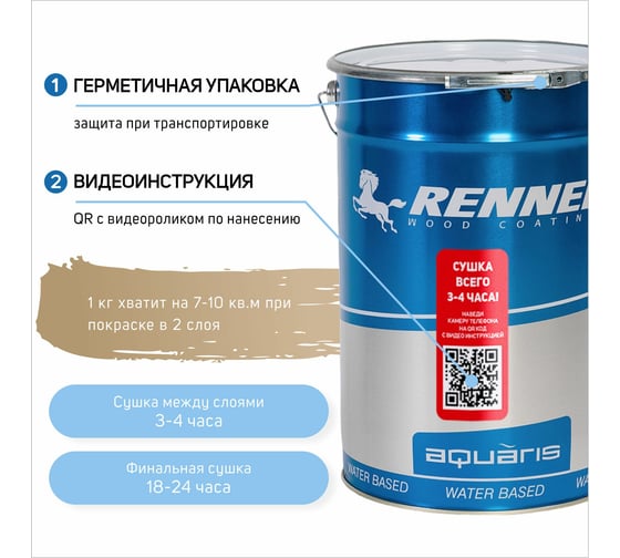 Интерьерная лазурь для дерева RENNER YM M349 R360 1 кг 1-360