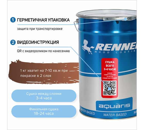 Интерьерная лазурь для дерева RENNER YM M349 R356 1 кг 1-356