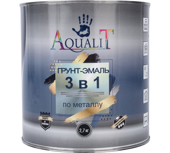 Грунт-эмаль Aqualit 3 в 1 светло-серая, 2.7 кг pvpsz016 1