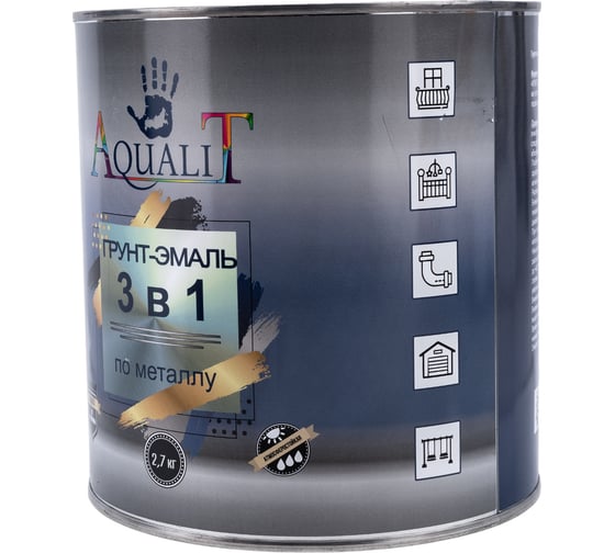 Грунт-эмаль Aqualit 3 в 1 черная, 2.7 кг pvpsz013