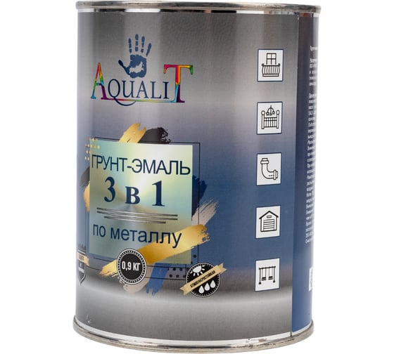 Грунт-эмаль Aqualit 3 в 1 серая, 0.9 кг pvpsz026