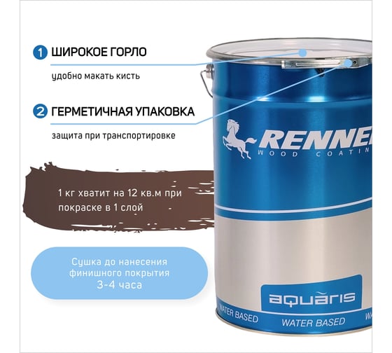Цветная пропитка-антисептик RENNER YM S043 R336 1 кг 1-336