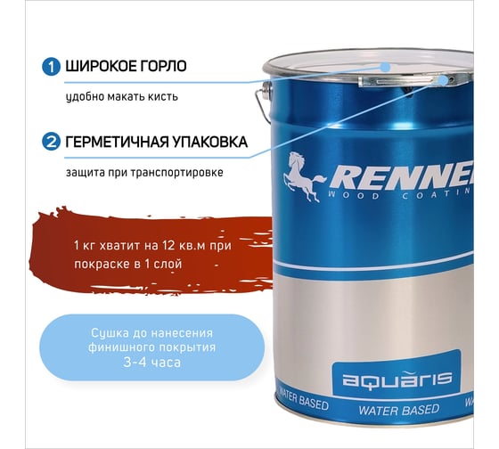 Цветная пропитка-антисептик RENNER YM S043 R334 1 кг 1-334