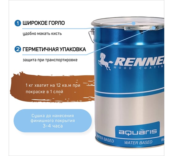 Цветная пропитка-антисептик RENNER YM S043 R332 5 кг 5-332