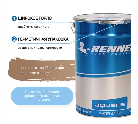 Цветная пропитка-антисептик RENNER YM S043 R333 1 кг 1-333