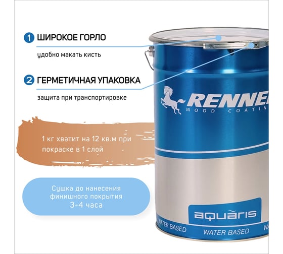 Цветная пропитка-антисептик RENNER YM S043 R330 1 кг 1-330