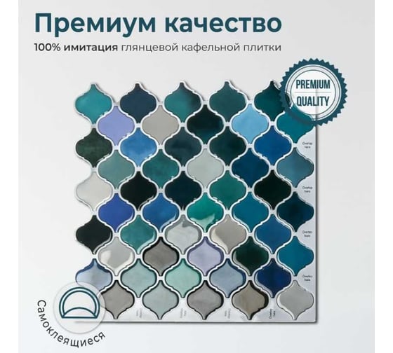 Комплект полимерной 3D плитки LAKO 30.5х30.5 см, 5 штук, Сине-серая мозаика LKD-AMZ018