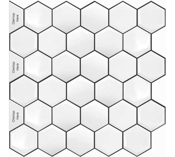 Комплект полимерной 3D плитки LAKO 30.5х30.5 см, 5 штук, Белые соты LKD-YJCO105