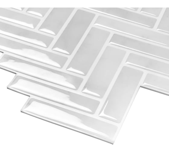 Комплект полимерной 3D плитки LAKO 30.5х30.5 см, 5 штук, Белый орнамент 2 LKD-YJCH005