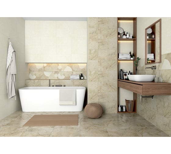 Плитка настенная LB CERAMICS Лиссабон 1045-0254 (светло-бежевый; 25х45 см; 13 шт.; площадь упаковки 1,46 кв.м) СК000036852