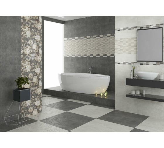 Панно LB CERAMICS FIORI GRIGIO 1608-0116 (многоцветный; комплект из 4-х шт. 20х60 см) СК000031535