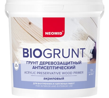 Универсальный грунт NEOMID Bio 5 л, деревозащитный, акриловый Н-BioГрунт-5