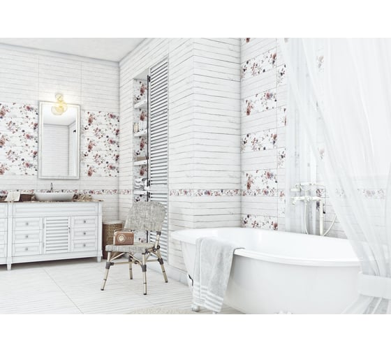 Плитка настенная LB CERAMICS Шебби Шик 1064-0094 (белый; 20х60 см; 7 шт.; площадь упаковки 0,84 кв.м) СК000017550