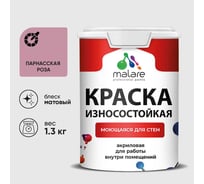 Краска Professional износостойкая моющаяся для стен и обоев MALARE матовая парнасская роза, 1л КРЗСТНТПАРМ0130