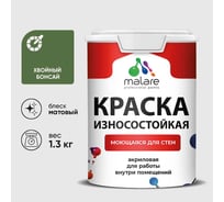 Краска Professional износостойкая моющаяся для стен и обоев MALARE матовая, хвойный бонсай, 1л. КРЗСТНТХВБМ0130