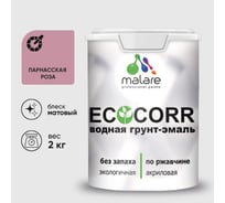 Грунт-Эмаль 3в1 акриловая быстросохнущая без запаха матовая для металлических поверхностей MALARE EcoCorr парнасская роза 2 кг 2036747664272
