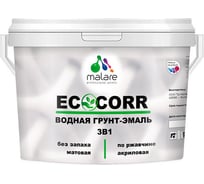 Грунт-Эмаль 3в1 матовая акриловая быстросохнущая без запаха для металлических поверхностей MALARE EcoCorr винный бордо 10 кг ГЭЭКОВИБМ1000
