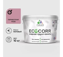 Грунт-Эмаль 3в1 EcoCorr MALARE для металлических поверхностей акриловая быстросохнущая без запаха матовая парнасская роза 10 кг 2036747664173