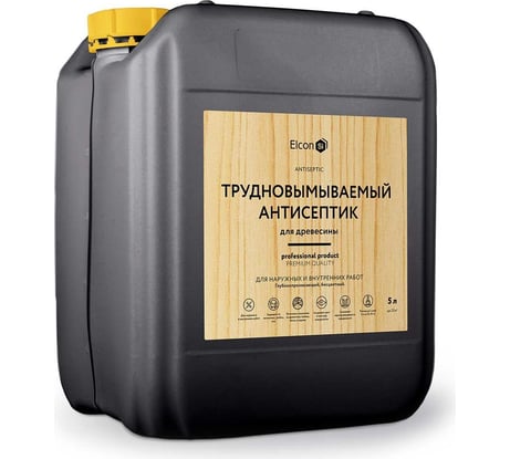 Трудновымываемый антисептик Elcon для дерева, для кирпича, для камня, 5 л 00-00462962