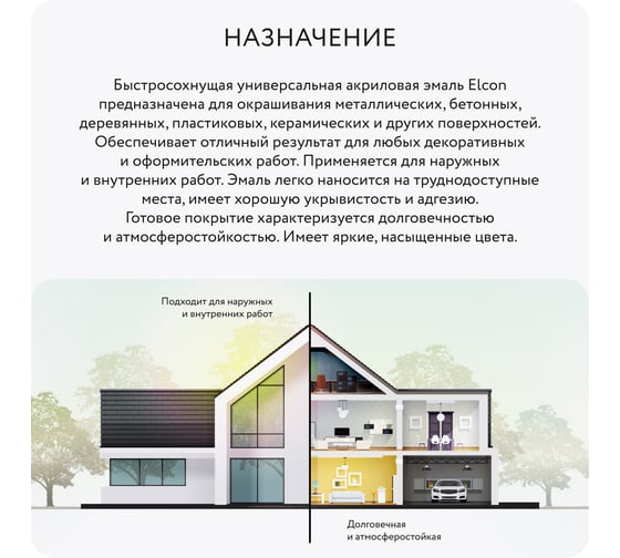 Универсальная акриловая эмаль Elcon RAL 8017 коричневая, быстросохнущая, глянцевая, аэрозоль, 520 мл 00-00462826