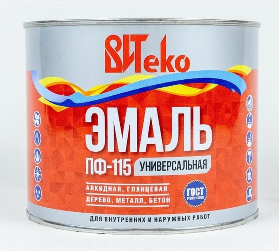 Эмаль Царицынские краски Витеко ПФ-115, черная, 1.8 кг 16111