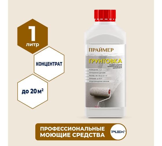 Грунтовка-антиплесень PLEX антисептическая, 1 л PУТ000003049