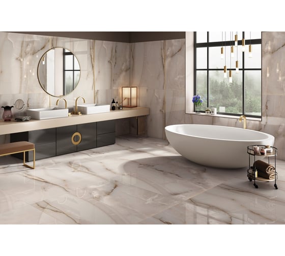 Керамогранит полированный LAPARET onyx smoke светло-серый 60x120 см 1,44 м2, 2 шт х9999275885