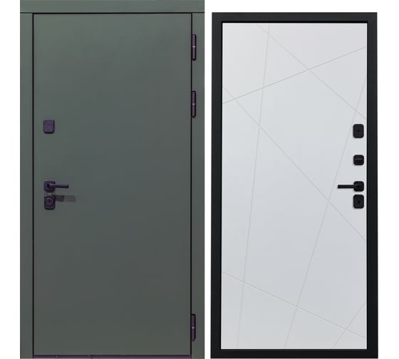 Дверь DIVA 61 2050x860 мм Правая Олива Софт - Д11 Белый софт УТ-00076808 1