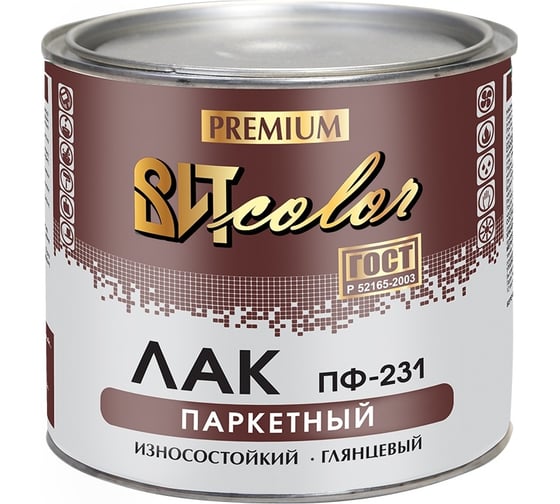 Паркетный лак Царицынские краски ВИТ color ПФ-231, 1.6 кг 19579