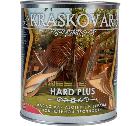 Масло повышенной прочности для лестниц и веранд Kraskovar Hard Plus бесцветный, 0.75 л 1657