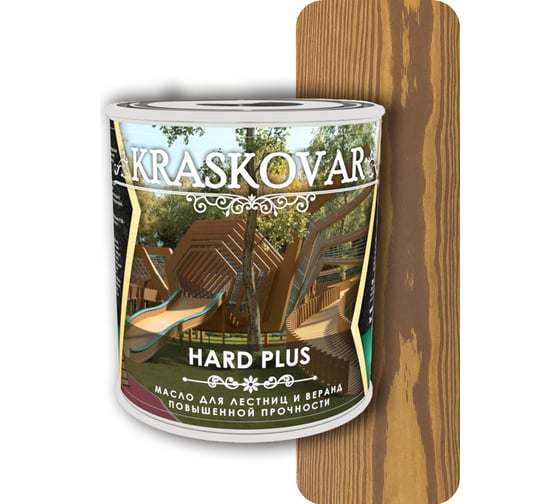Масло повышенной прочности для лестниц и веранд Kraskovar Hard Plus миндаль, 0.75 л 1669 1