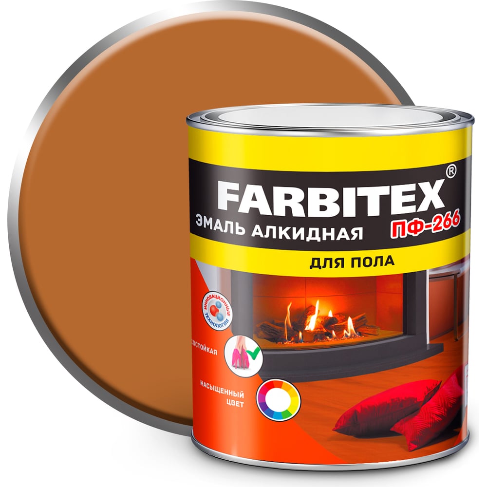 Алкидная эмаль FARBITEX ПФ-266 светлый орех, 2.7 кг 4300011427 ...