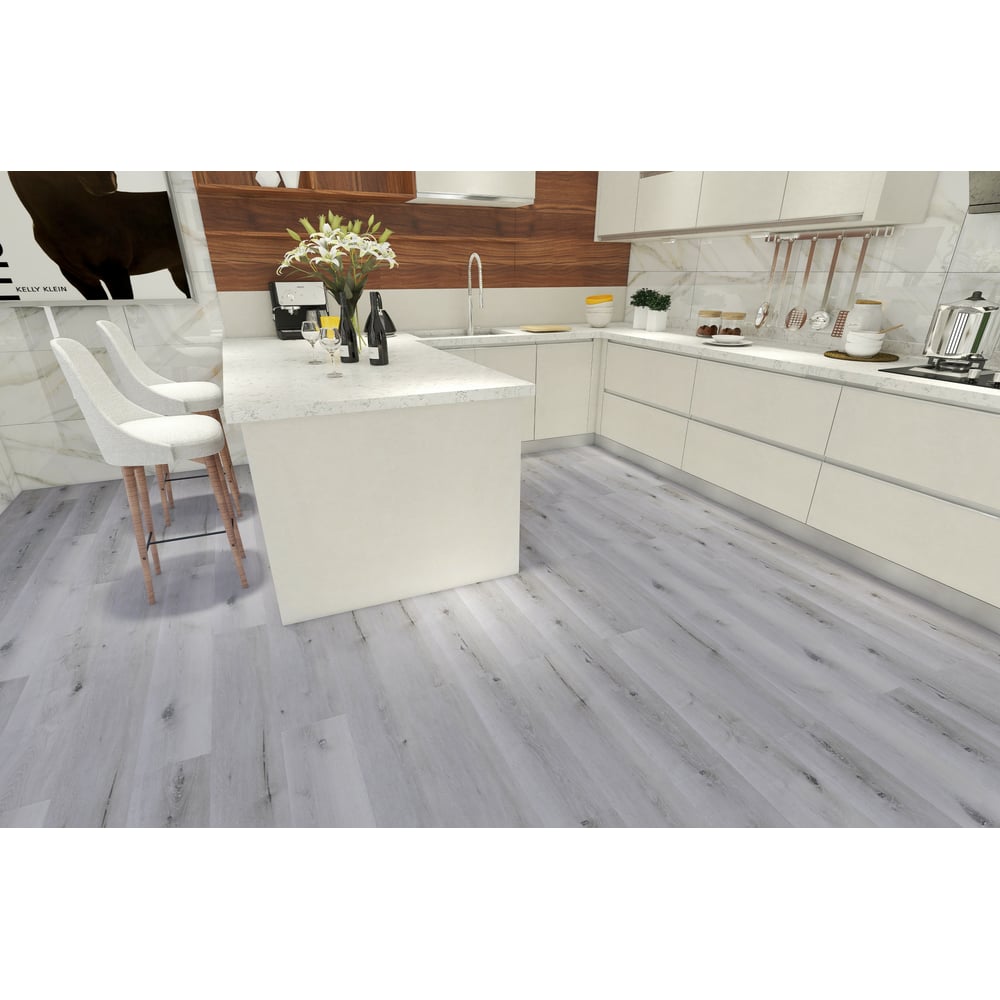 Кварц-виниловый ламинат Aspenfloor Natural Touch SPC 43 класс, 5.5 мм, с  интегрированной подложкой IXPE, NT3-04 Дуб Снежный, 4V, 1220x184x5.5 мм,  толщина защитного слоя 0.5 мм, 10 шт., площадь упаковки 2.245 кв. м