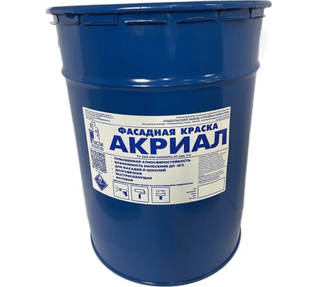 Краска фасадная ЗАО Подольский завод стройматериалов акриал цвет белый 25 кг 2000006640116