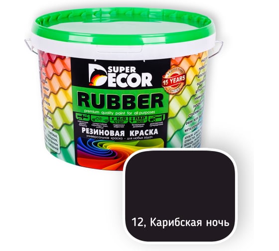 Резиновая краска SUPER DECOR №12 Карибская ночь, 3 кг 4630024701018