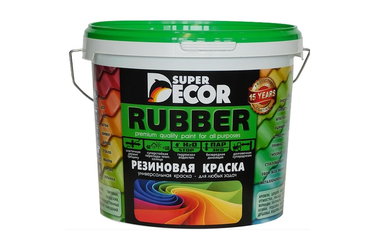 Резиновая краска SUPER DECOR 00 белоснежная, 12 кг 4630024700097