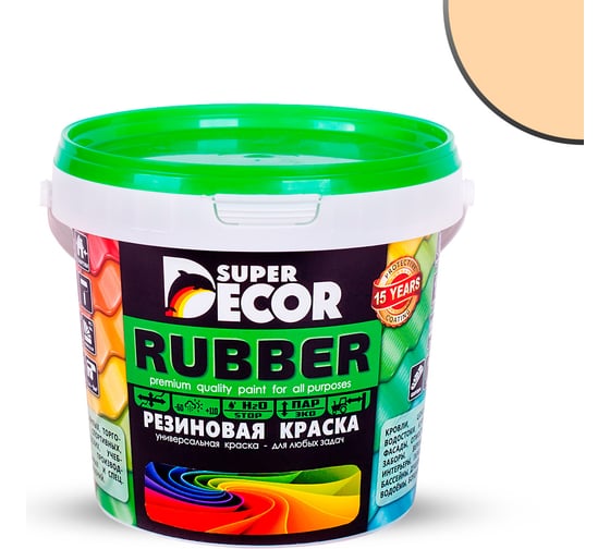 Резиновая краска SUPER DECOR №19 Слоновая кость, 1 кг 4630024701551